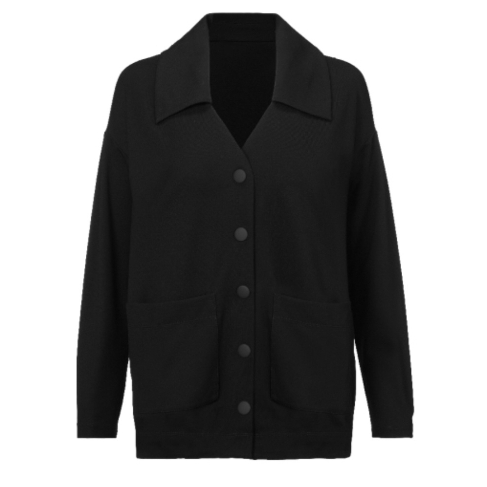 CABI Elemental Topper Black Knit Collared